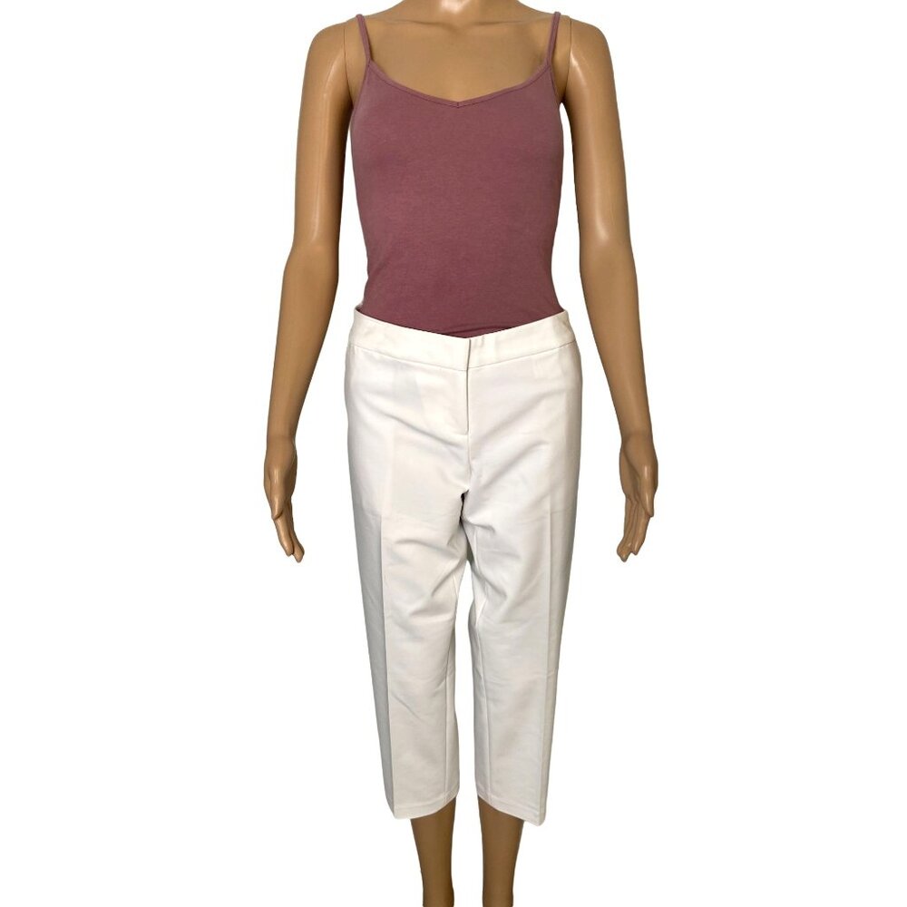 Amanda & Chelsea Petite White Capri Pants Stretch Low Rise Size 10P NWT
